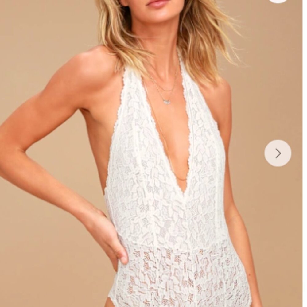 Free People Avery White Lace Bodysuit